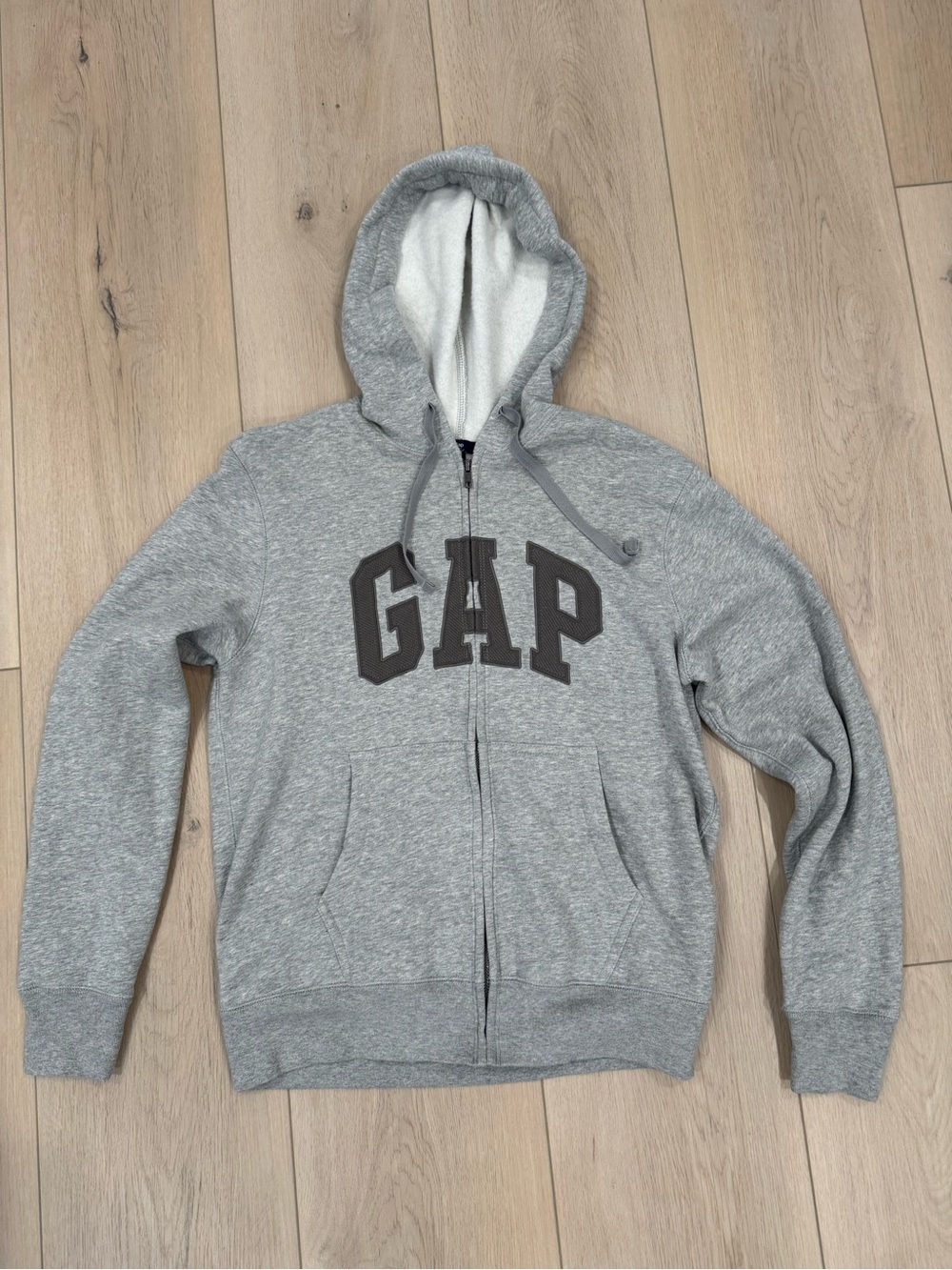 GAP Gray Full-Zip Hooded Sweatshirt with Dark Gray Logo